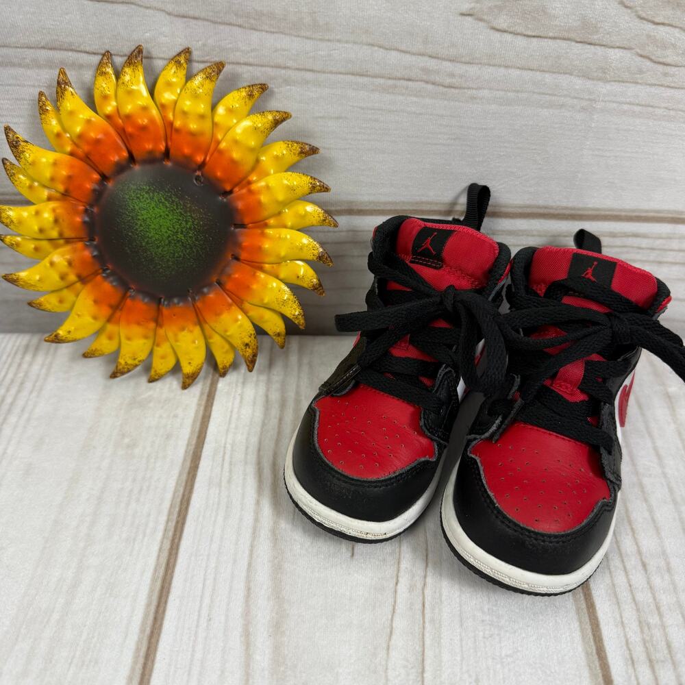 Air Jordan 1 Retro High Toddler Sneakers Black Red White Shoes 7C